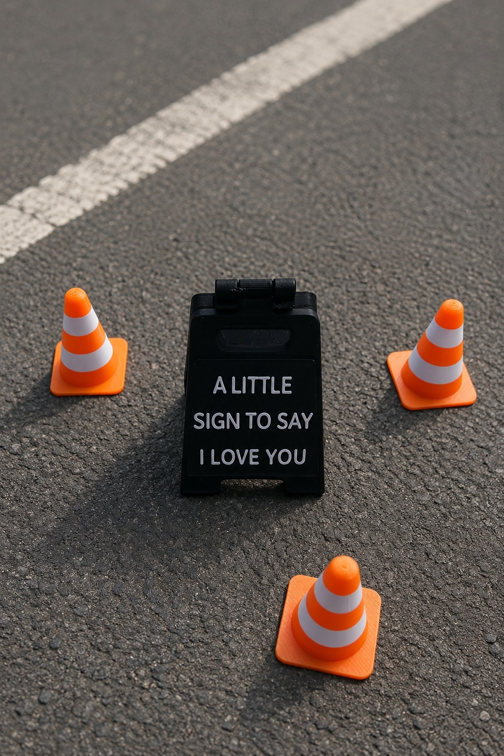 I Love You! Little 3d Printed Sign (With 3 Cones Included) Black