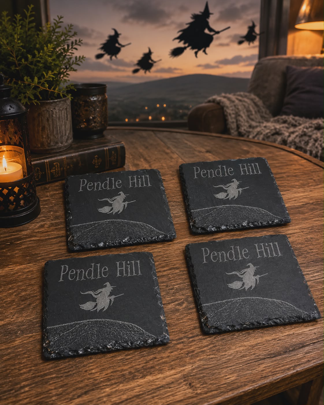 4 x Pendle Hill Slate Coasters (1 Set)